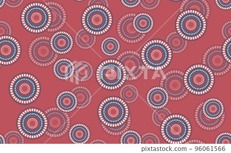 Seamless pattern with geometric aboriginal ornament. Ethnic tribal rounded color background. Afican, australian motiph. Dots painting. Vector illustration, template design for cloth, card, fabric 96061566