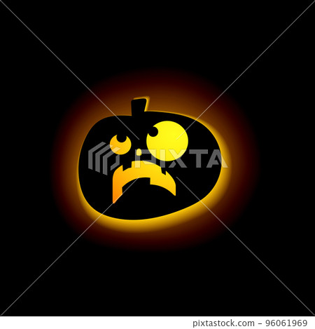 Glowing halloween pumpkins. Scary and funny faces. Cute Pumpkin or ghost. Vector autumn holidays illustration 96061969