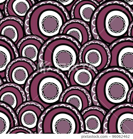 Seamless pattern with geometric aboriginal ornament. Ethnic tribal rounded color background. Afican, australian motiph. Dots painting. Vector illustration, template design for cloth, card, fabric 96062462