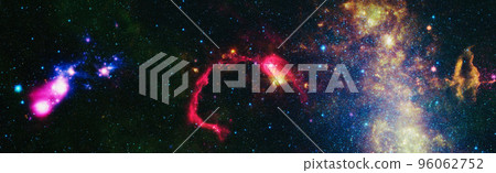 Colorful Starry Night Sky Outer Space background . Space scene with planets, stars and galaxies. Panorama. Horizontal view for a glass panels , Elements of this Image Furnished by NASA 96062752