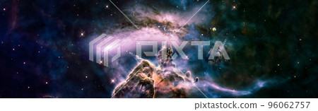 Colorful Starry Night Sky Outer Space background . Space scene with planets, stars and galaxies. Panorama. Horizontal view for a glass panels , Elements of this Image Furnished by NASA 96062757
