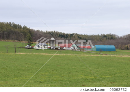 Scenery with farms in the Tokachi region of Hokkaido 96062782