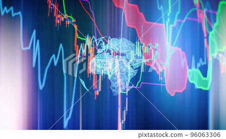graph chart of stock market investment trading. The Forex graph chart on the digital screen. 96063306