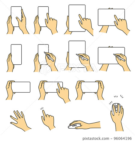 Hand gestures 03 smartphone tablet mouse color version 96064196