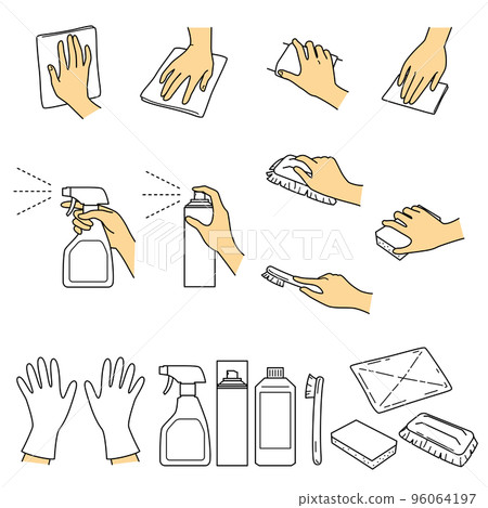 Hand gestures 04 cleaning care color version 96064197