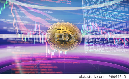 Bitcoins and New Virtual money concept , trading graph and candlestick chart suitable for financial investment concept. Bitcoins and New Virtual money concept , trading graph and candlestick chart suitable for financial investment concept. 96064243