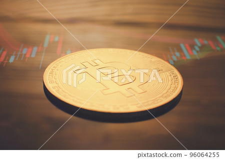 Bitcoins and New Virtual money concept , trading graph and candlestick chart suitable for financial investment concept. Bitcoins and New Virtual money concept , trading graph and candlestick chart suitable for financial investment concept. 96064255