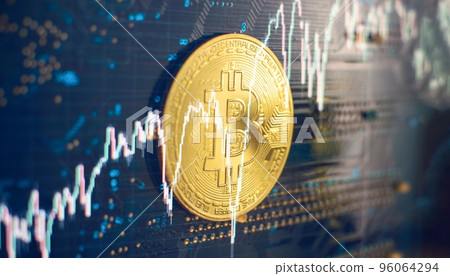 Bitcoin cryptocurrency new version on computer electronic circuit board background . Virtual cryptocurrency money Bitcoin golden Bitcoin cryptocurrency new version on computer electronic circuit board background . Virtual cryptocurrency money Bitcoin golden 96064294