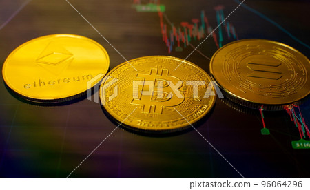 Bitcoin cryptocurrency new version on computer electronic circuit board background . Virtual cryptocurrency money Bitcoin golden Bitcoin cryptocurrency new version on computer electronic circuit board background . Virtual cryptocurrency money Bitcoin golden 96064296
