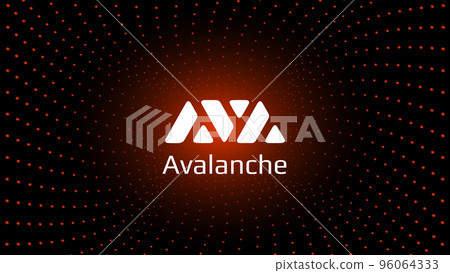 Avalanche AVAX token symbol cryptocurrency in the center of spiral of glowing dots on dark background. Cryptocurrency logo icon for banner or news. Vector illustration. 96064333