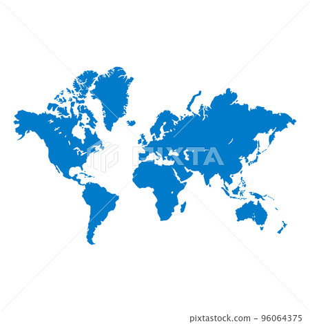 Detailed world map in blue isolated on a white background. All parts of the world with a detailed edge. Vector EPS10. 96064375
