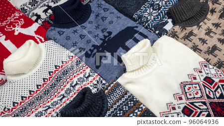 Collection of knitted Christmas sweaters for sale 96064936