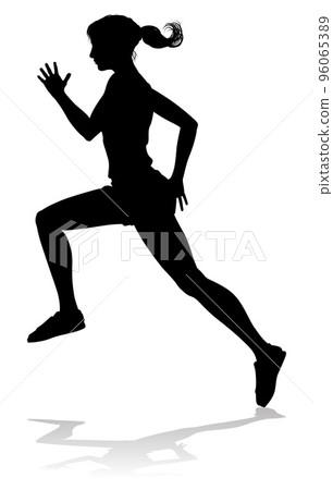 Silhouette Runner Woman Sprinter or Jogger Person 96065389