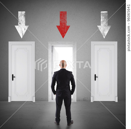 Concept of businessman choosing the right door 96065641
