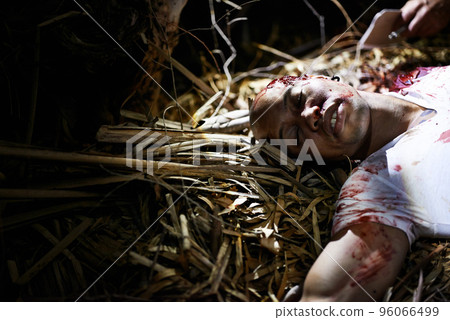 Victim of a tragedy. A cropped shot of a murder victim found outdoors. Victim of a tragedy. A cropped shot of a murder victim found outdoors. 96066499