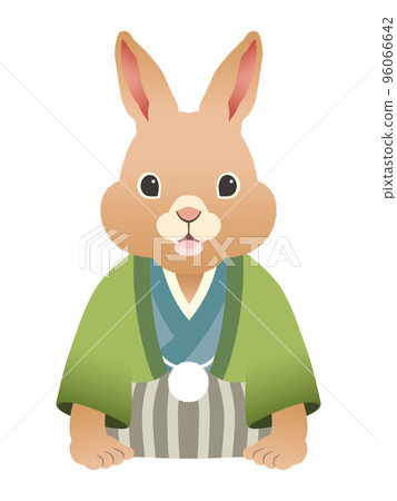 2023 Year of the Rabbit Rabbit boy in haori and hakama greeting 96066642