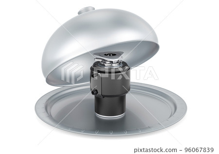 Restaurant cloche with garbage disposal unit, 3D rendering Restaurant cloche with garbage disposal unit, 3D rendering 96067839