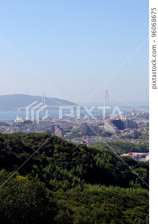 View of the Akashi Kaikyo Bridge from the Rokko Longitudinal Route View of the Akashi Kaikyo Bridge from the Rokko Longitudinal Route 96068675