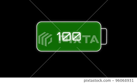 Electric car charging Indicating the progress of the charging, electric vehicle battery indicator showing an increasing battery charge. The battery indicator shows it fills up to 100. 96068931