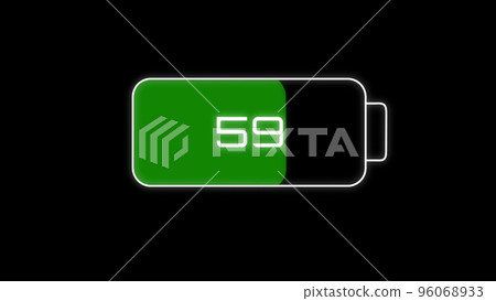 Electric car charging Indicating the progress of the charging, electric vehicle battery indicator showing an increasing battery charge. The battery indicator shows it fills up to 100. 96068933
