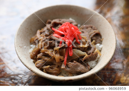 Gyudon Japanese beef rice bowl in close up Japanese local food 96068959