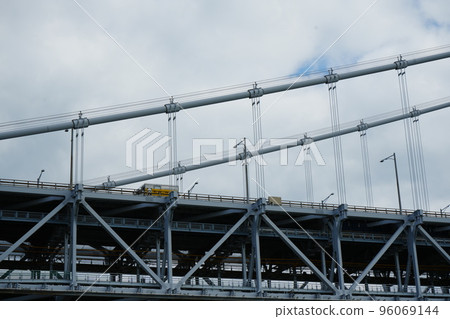 A car running on the Seto Ohashi Bridge A car running on the Seto Ohashi Bridge 96069144
