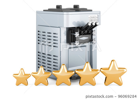Commercial ice cream machine with five golden stars. 3D rendering Commercial ice cream machine with five golden stars. 3D rendering 96069284