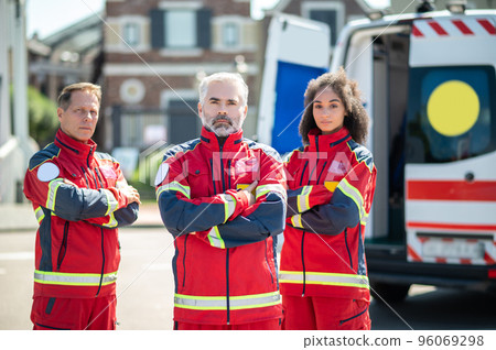 Paramedical personnel ready for their day shift Paramedical personnel ready for their day shift 96069298