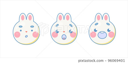 Surprised and amazed cute rabbit emoji faces set. Isolated on white background. Vector cartoon Illustration. Surprised and amazed cute rabbit emoji faces set. Isolated on white background. Vector cartoon Illustration. 96069401