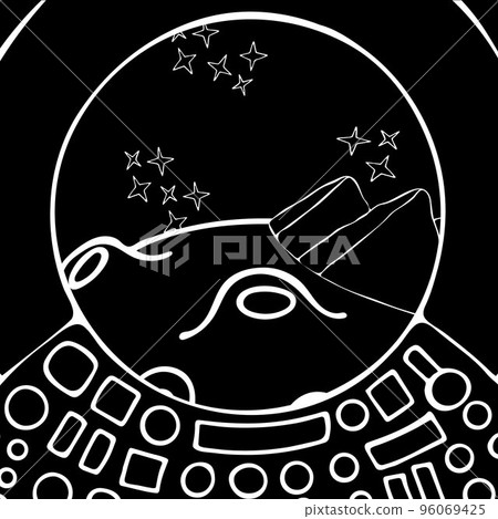 Sketch with Space on Black Background. Astronomy Science. Sketch with Space on Black Background. Astronomy Science. 96069425