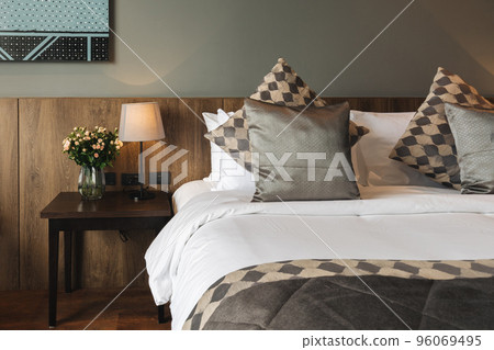 black and grey modern bedroom interior black and grey modern bedroom interior 96069495