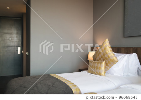 black and grey modern bedroom interior black and grey modern bedroom interior 96069543