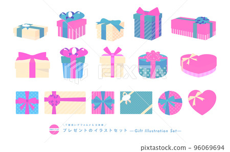 平成流行禮物盒矢量插圖集 96069694