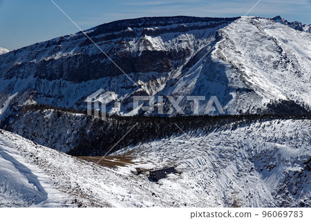 冬季從西天狗山、八嶽山脈看到的寧石山莊和碘嶽山 96069783