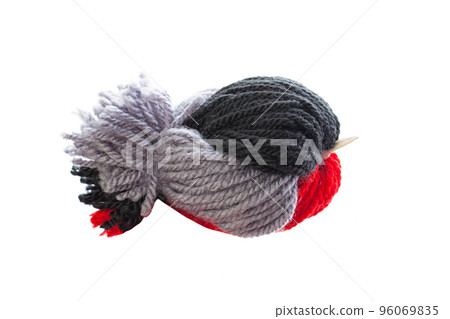 Woolen handmade toy bird isolated on white background 96069835