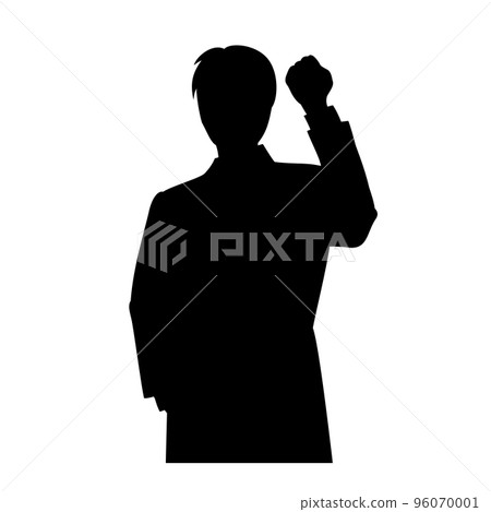 Silhouette of a businessman doing a guts pose Silhouette of a businessman doing a guts pose 96070001