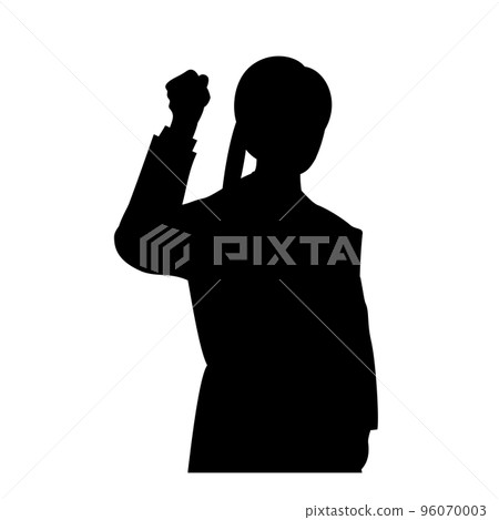 Silhouette of a business woman doing a guts pose 96070003