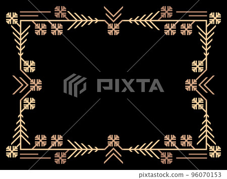 Art deco winter frame with snowflakes. Vintage Christmas linear border. Christmas design a template for invitations, leaflets and greeting cards. Vector illustration Art deco winter frame with snowflakes. Vintage Christmas linear border. Christmas design a template for invitations, leaflets and greeting cards. Vector illustration 96070153