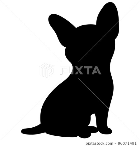 坐著的微型杜賓犬的剪影 坐著的微型杜賓犬的剪影 96071491