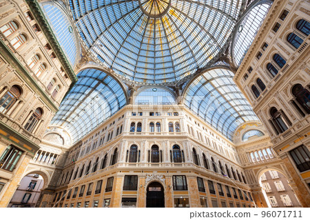 Historic public shopping gallery with old Architecture, Galleria Umberto I. Naples, Italy 96071711