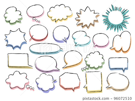 Speech bubble illustration set: hand-drawn style with colorful shadows 96072510