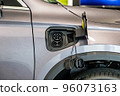 Connector type 2 euro for charging an electric car . Charging plug in under the fuel tank hatch 96073163