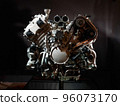 V8 car engine on the demonstration stand 96073170