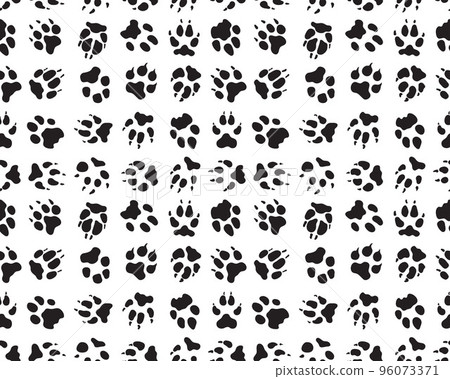 Black silhouettes of dog traces, seamless pattern	 96073371