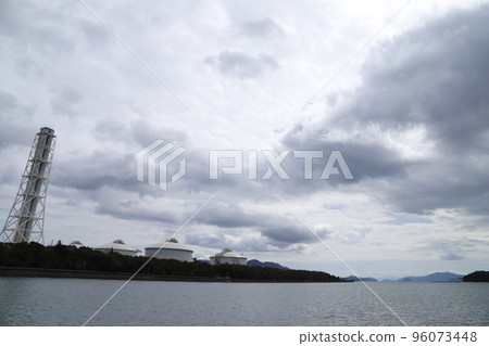 Thermal power plant "Drone aerial photography" Yanai City, Yamaguchi Prefecture cityscape, sky and clouds SDGs co2 reduction! Thermal power plant "Drone aerial photography" Yanai City, Yamaguchi Prefecture cityscape, sky and clouds SDGs co2 reduction! 96073448