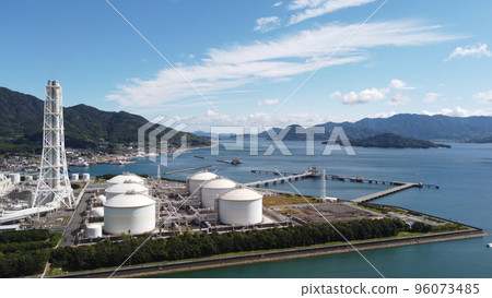 Thermal power plant "Drone aerial photography" Yanai City, Yamaguchi Prefecture cityscape, sky and clouds SDGs co2 reduction! 96073485