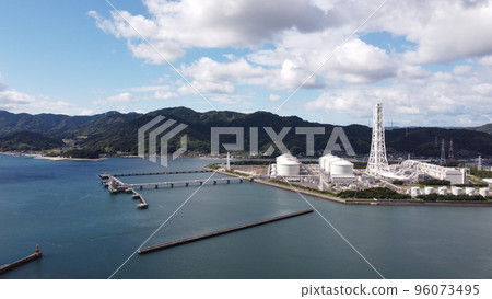 Thermal power plant "Drone aerial photography" Yanai City, Yamaguchi Prefecture cityscape, sky and clouds SDGs co2 reduction! 96073495