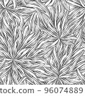 Seamless abstract vector black linear pattern. Seamless vector floral pattern flowers plants or leaves. 96074889
