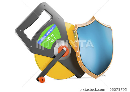 Metric-inch Fiberglass Long Tape Model with shield, 3D rendering Metric-inch Fiberglass Long Tape Model with shield, 3D rendering 96075795