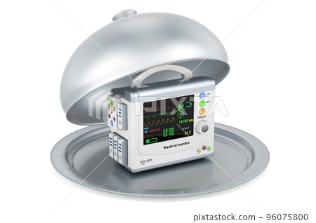 Restaurant cloche with medical monitor, 3D rendering Restaurant cloche with medical monitor, 3D rendering 96075800